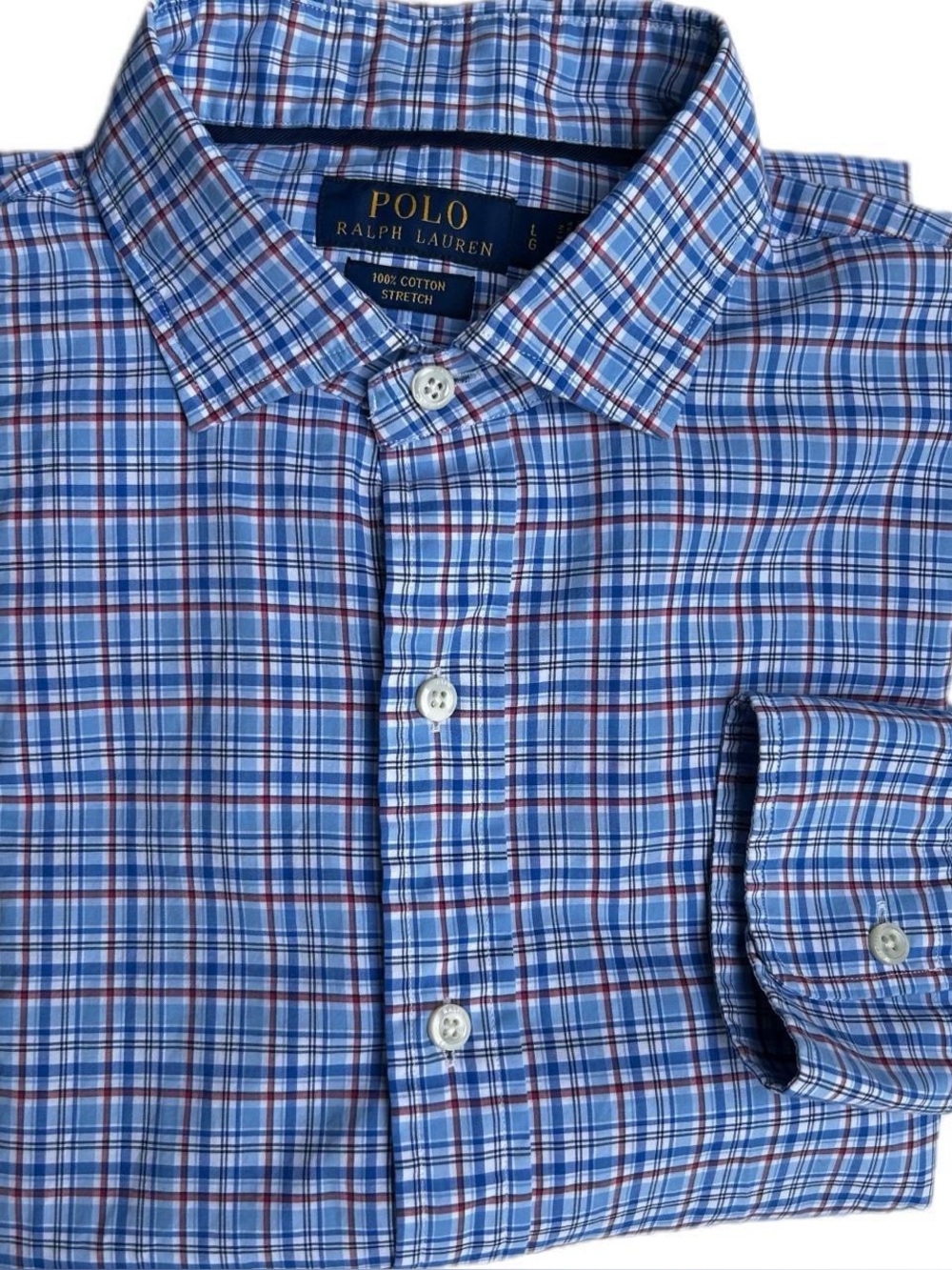 Polo by Ralph Lauren Blue and Red Plaid Button-Up Dress Shirt